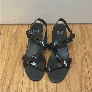 Eileen Fisher Black Strappy Sandals